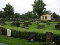  Vy över Gävle gamla kyrkogård med grav kapellet.